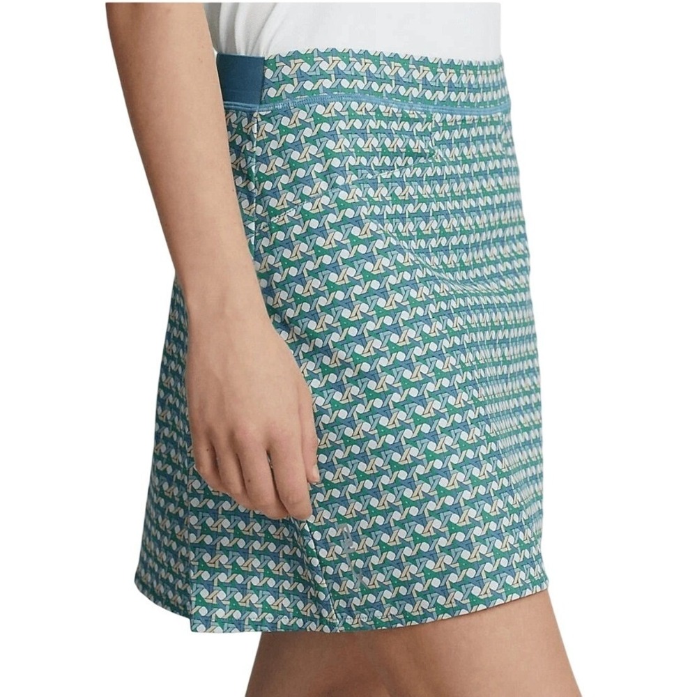 RLX Ralph Lauren Womens Blue Green Geometric Golf Skort Size Medium Pleated Back